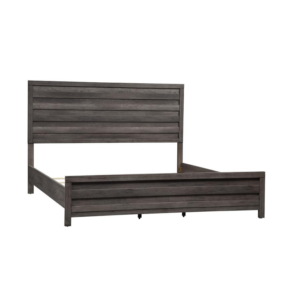 Greystone King Wood Panel Bed with Slats and Headboard