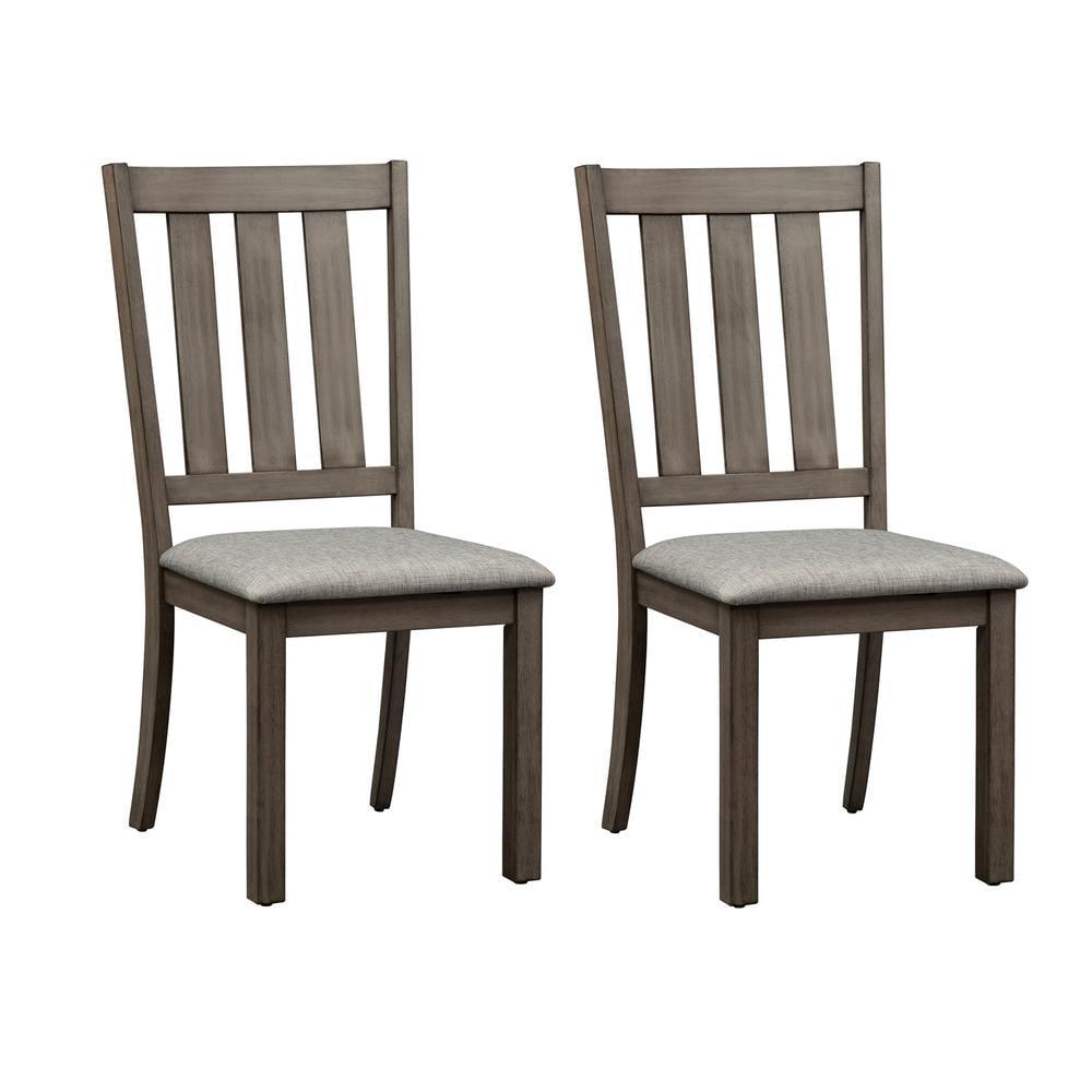 Medium Gray Upholstered Slat Back Side Chair Set