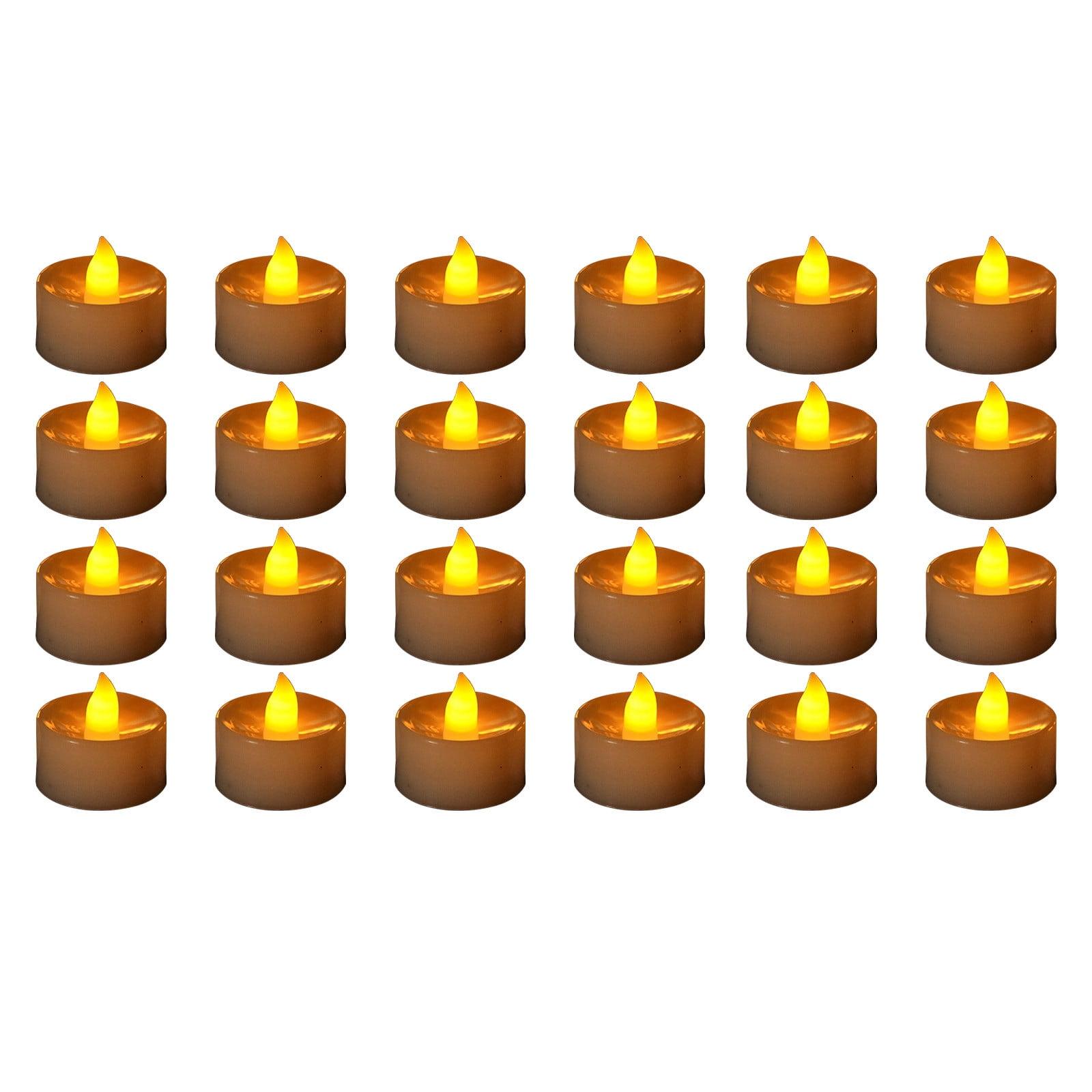 Beautynvta Clearance 24 Pack Flameless LED Candles, Battery Operated LED Tea Lights, Fake Tealights Candles, Electric Candles for Table Holiday Decor, Yellow Light, White