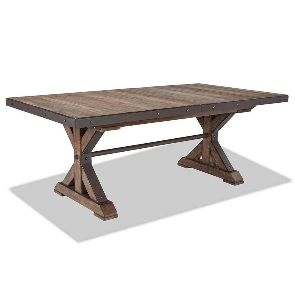 Canyon Brown Reclaimed Wood Extendable Dining Table with Metal Accents