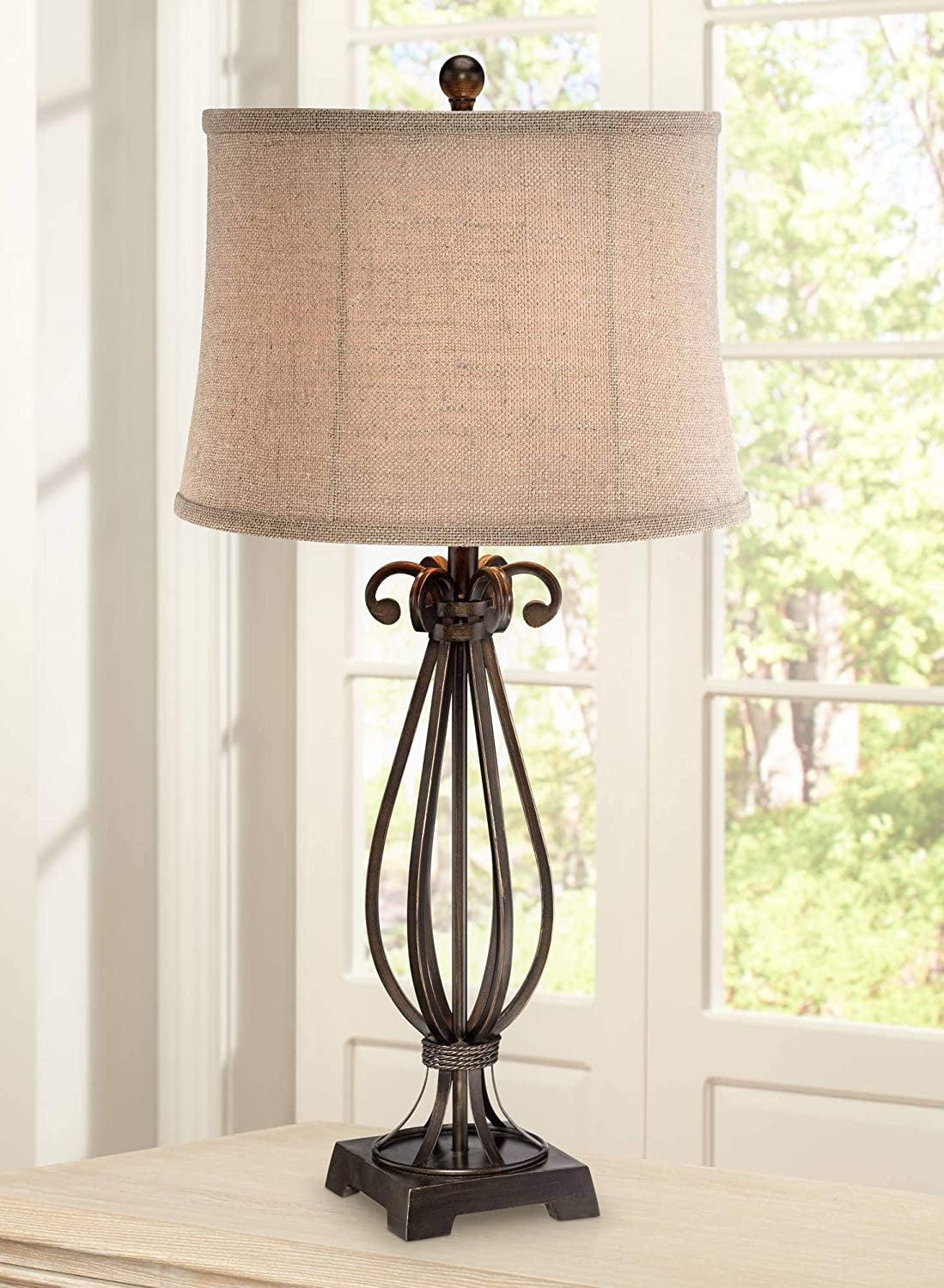 Taos 32" Iron Table Lamp with Burlap Shade