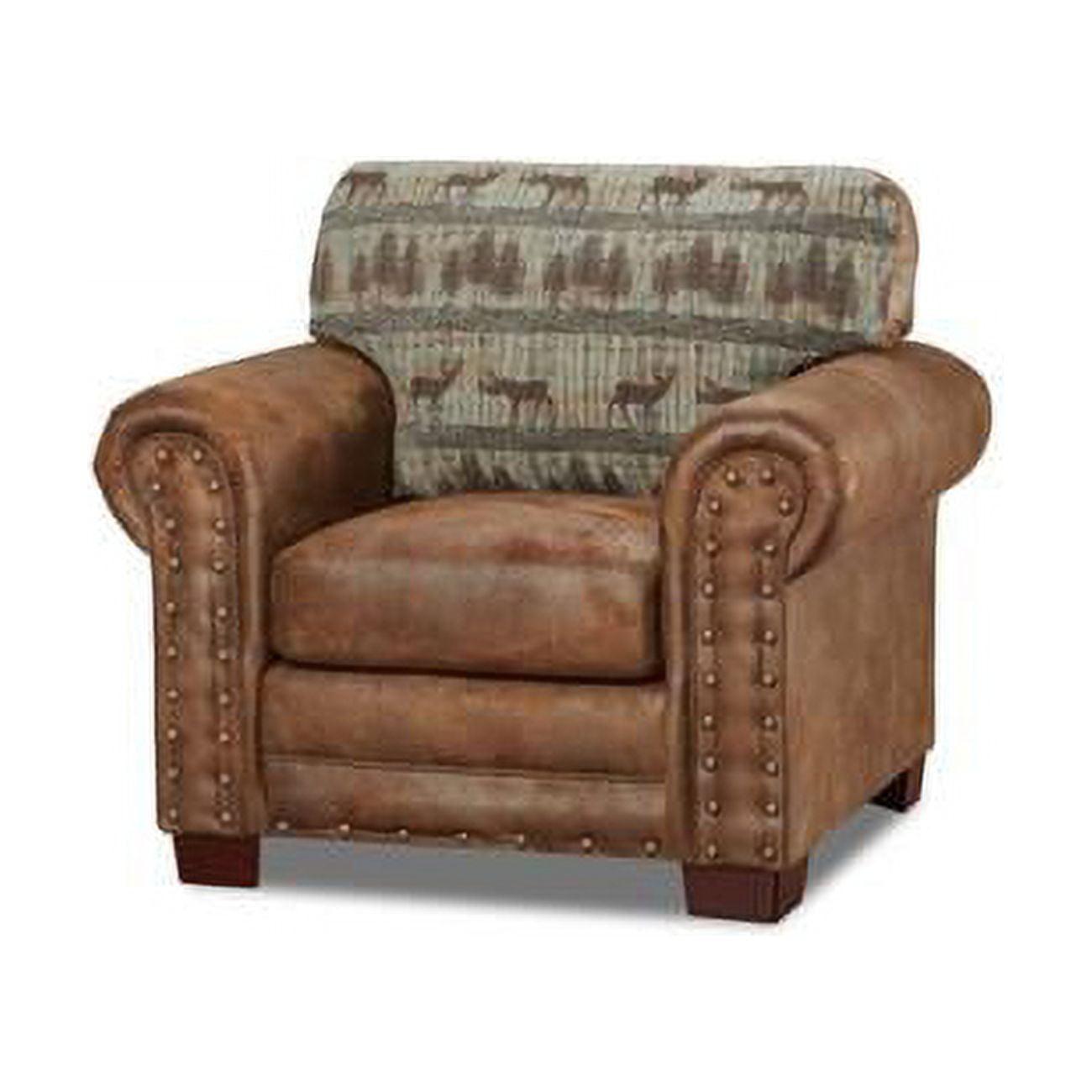 Rustic Lodge Deer Tapestry & Brown Microfiber Accent Chair Set