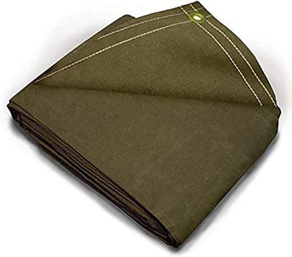 Tarps Now 20 Mil Canvas Tarp Cover with Brass Grommet- Olive Drab, 12'x20'
