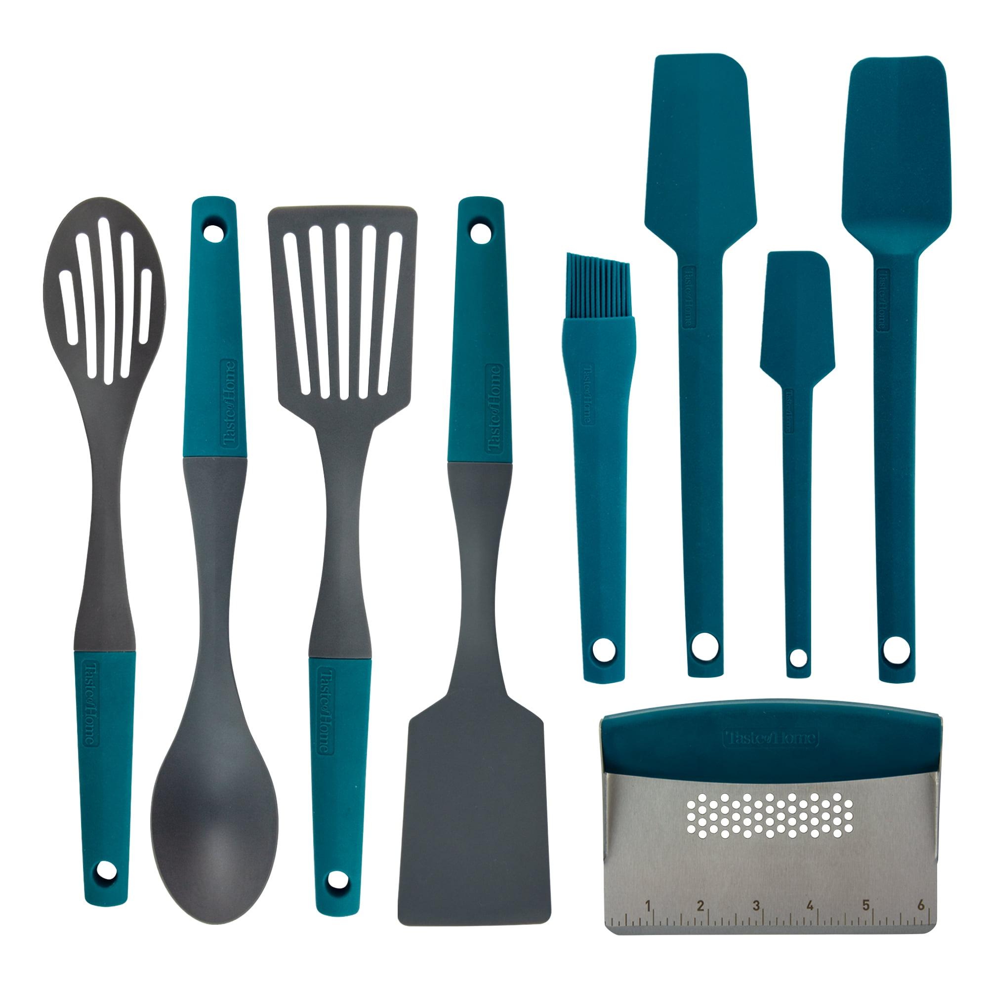 Sea Green and Ash Gray 9-Piece Nylon Kitchen Utensil Set