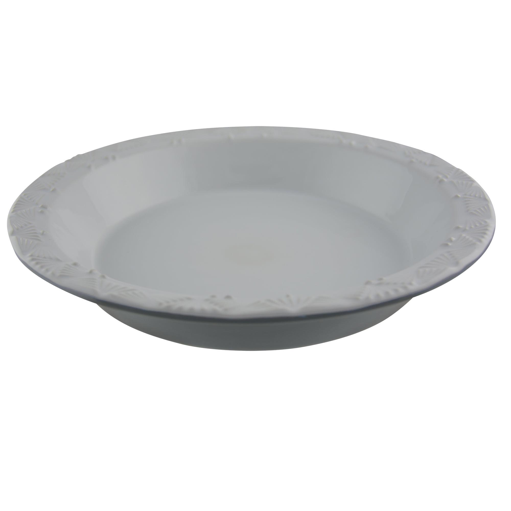 White and Ash Embossed Stoneware Nonstick Pie Plate