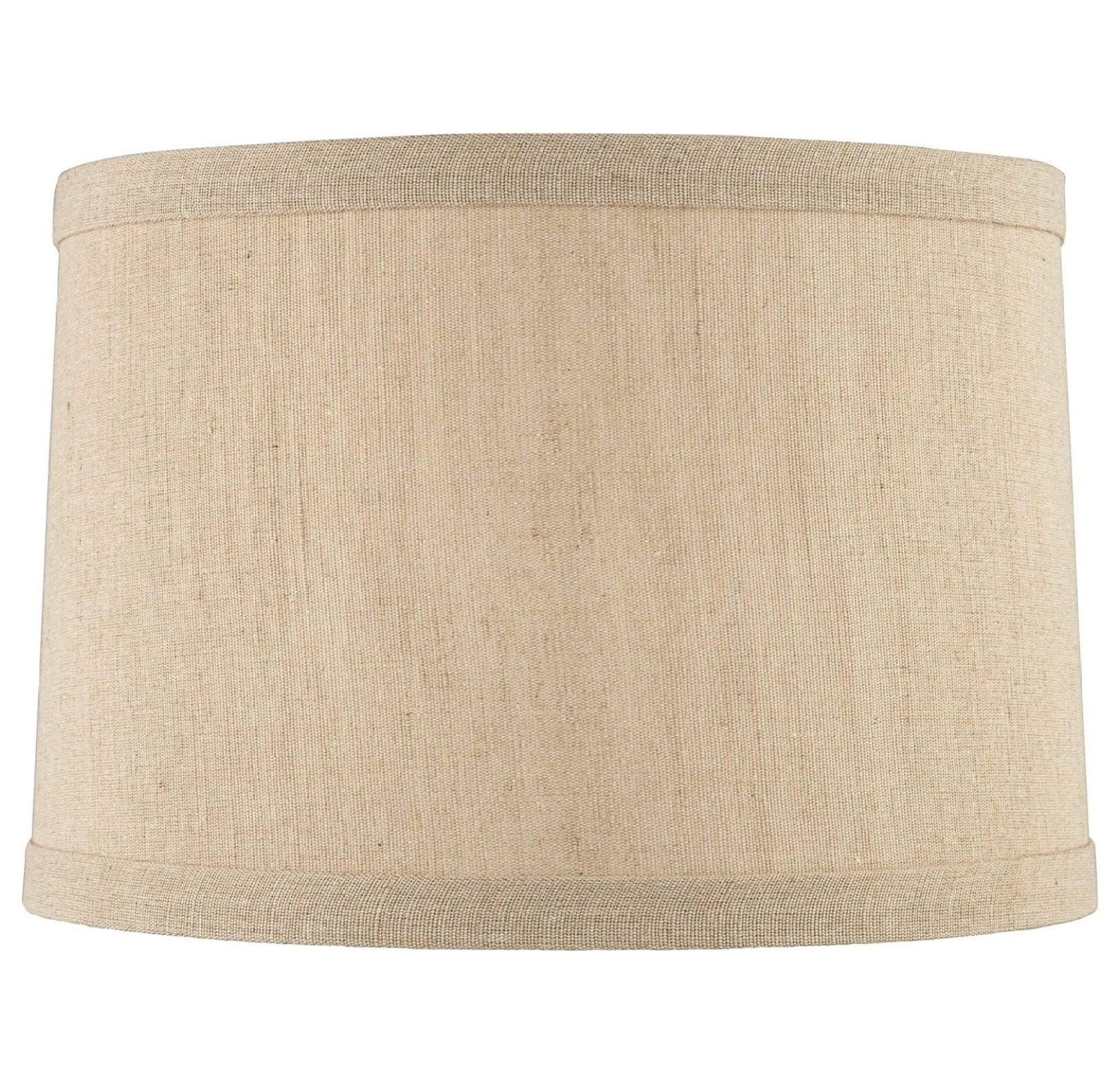 Springcrest Taupe Linen Small Hardback Drum Lamp Shade 15" Top x 16" Bottom x 11" Slant x 11" High (Spider) Replacement with Harp and Finial