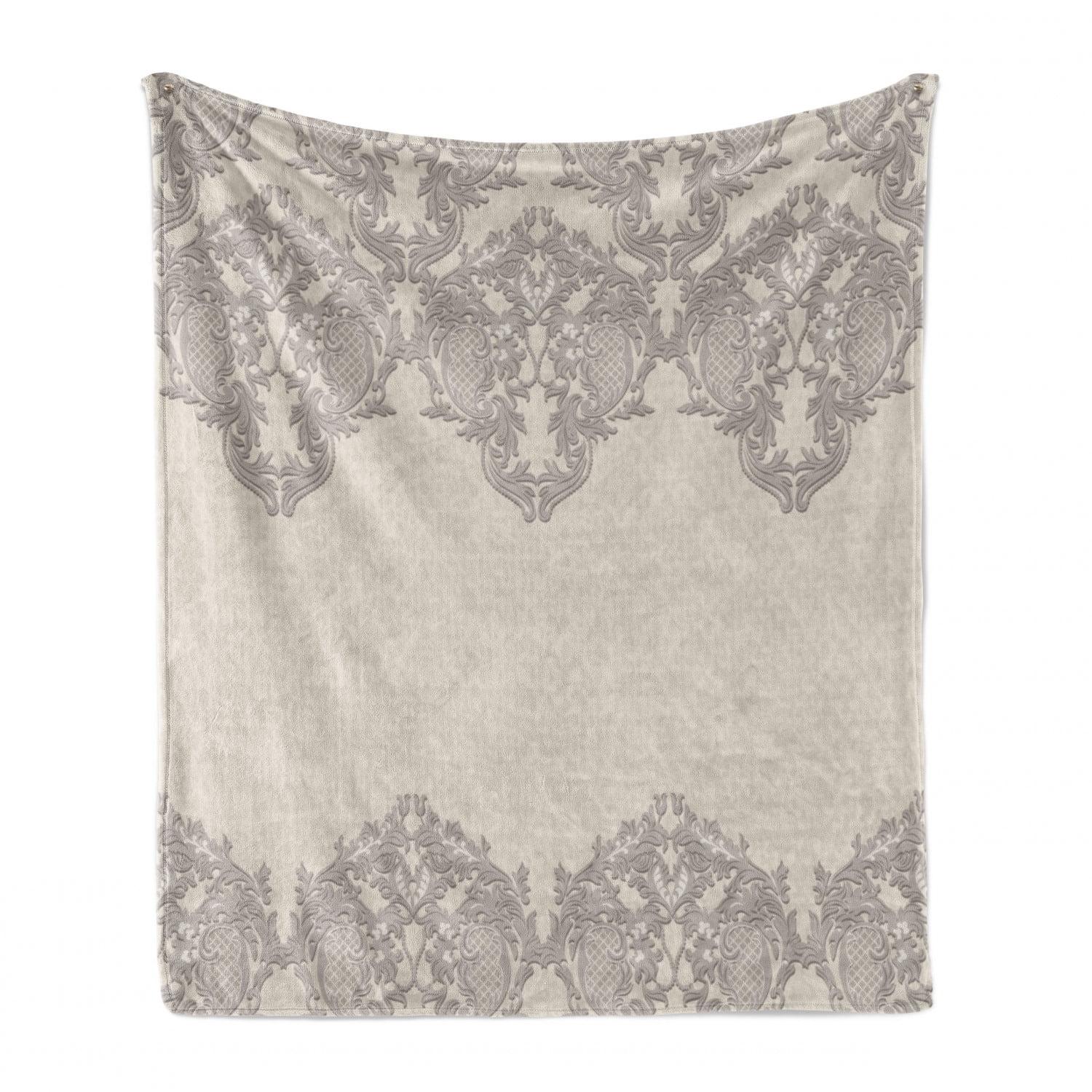 Ambesonne Taupe Fleece Throw Blanket Retro Delicate Lace Like Taupe