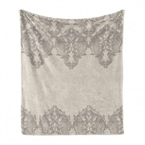 Ambesonne Ambesonne Taupe Fleece Throw Blanket Retro Delicate Lace Like Taupe