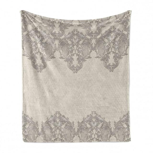 Ambesonne Ambesonne Taupe Fleece Throw Blanket Retro Delicate Lace Like Taupe