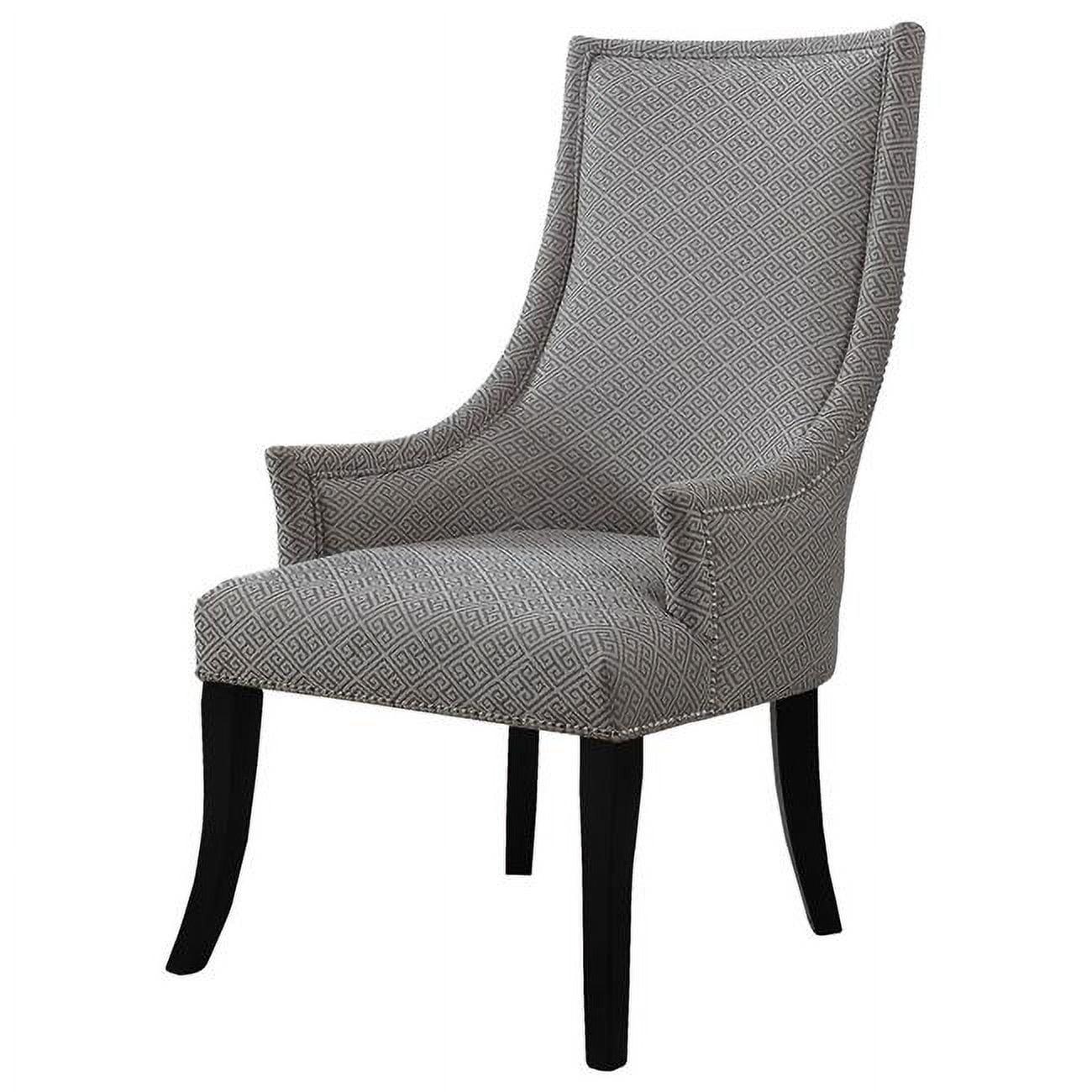 Gray and Taupe Wood Accent Chair with Nailhead Trim