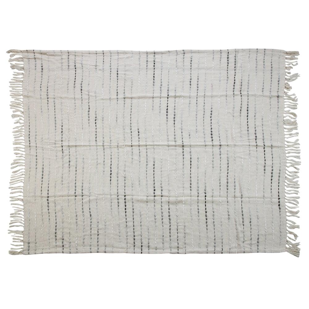 Deep Ombre Striped Handmade Woven Throw Blanket with Fringe