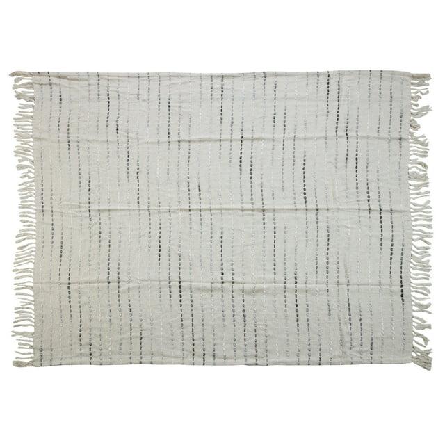 Rajani Home Deep Ombre Striped Handmade Woven Throw Blanket with Fringe