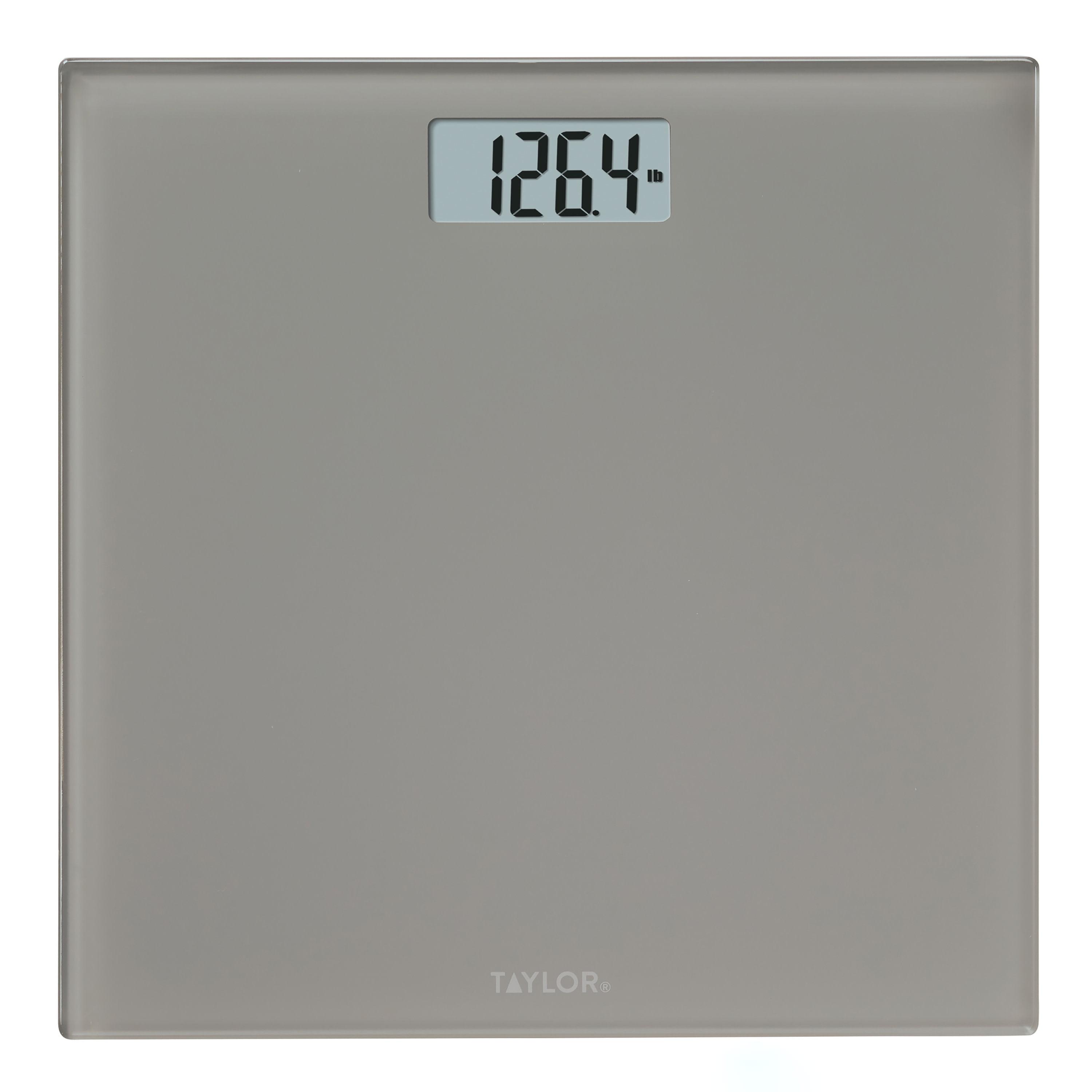 Taylor 11.0" x 11.0" Digital Glass Body Weight Scale Battery Powered, FSA HSA Eligible, 350 lb Capacity, Gray