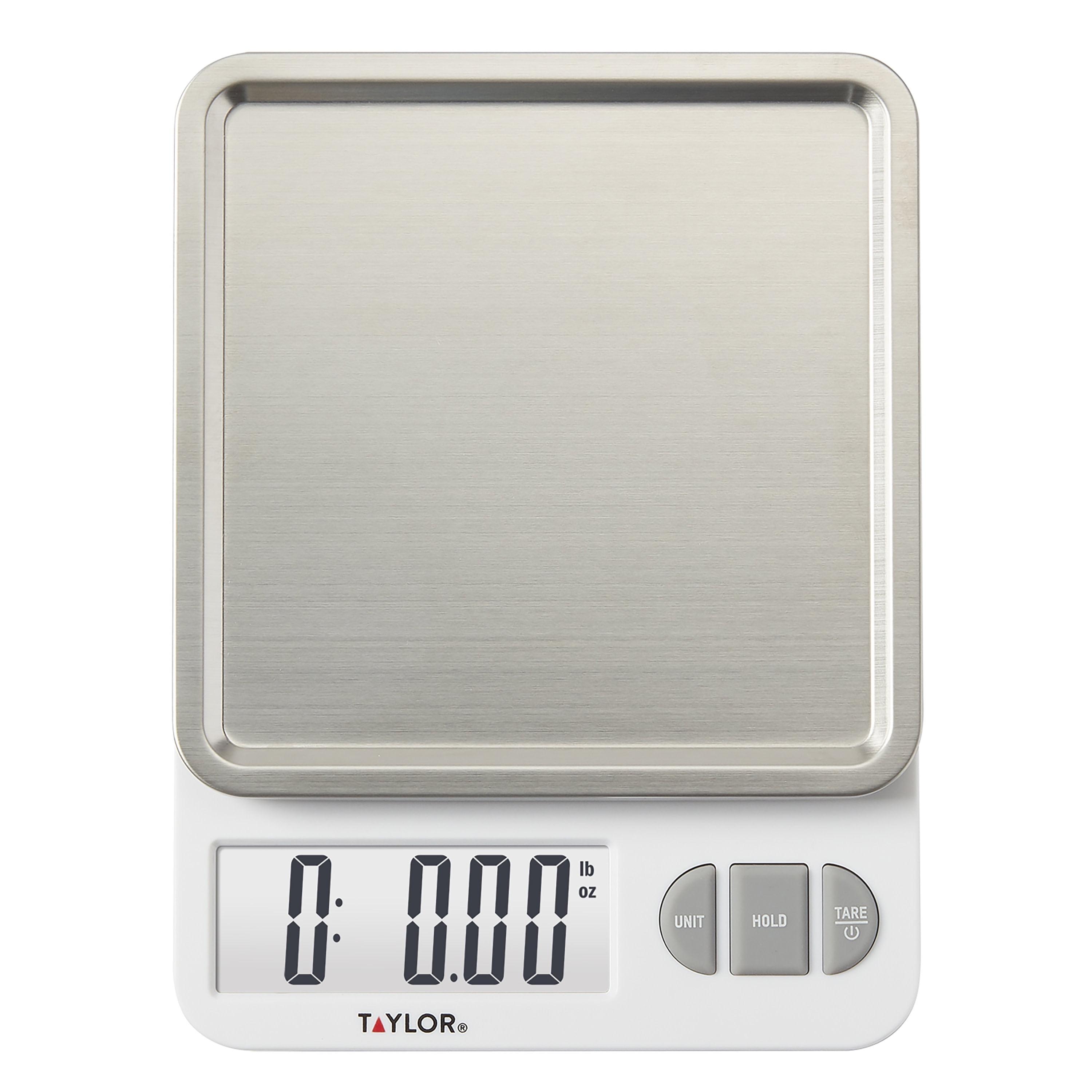 White Digital Kitchen Scale with Stainless Steel Tray