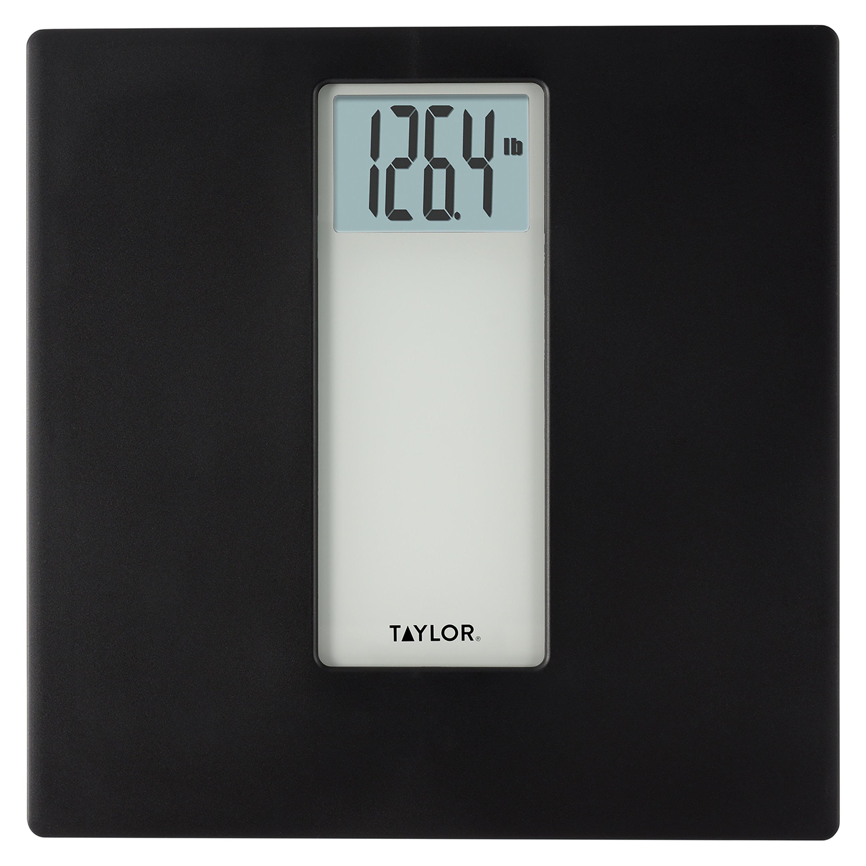 Taylor 12.0" x 12.0" Digital Body Weight Scale Battery Powered, FSA HSA Eligible, 400 lb Capacity, Black/Grey