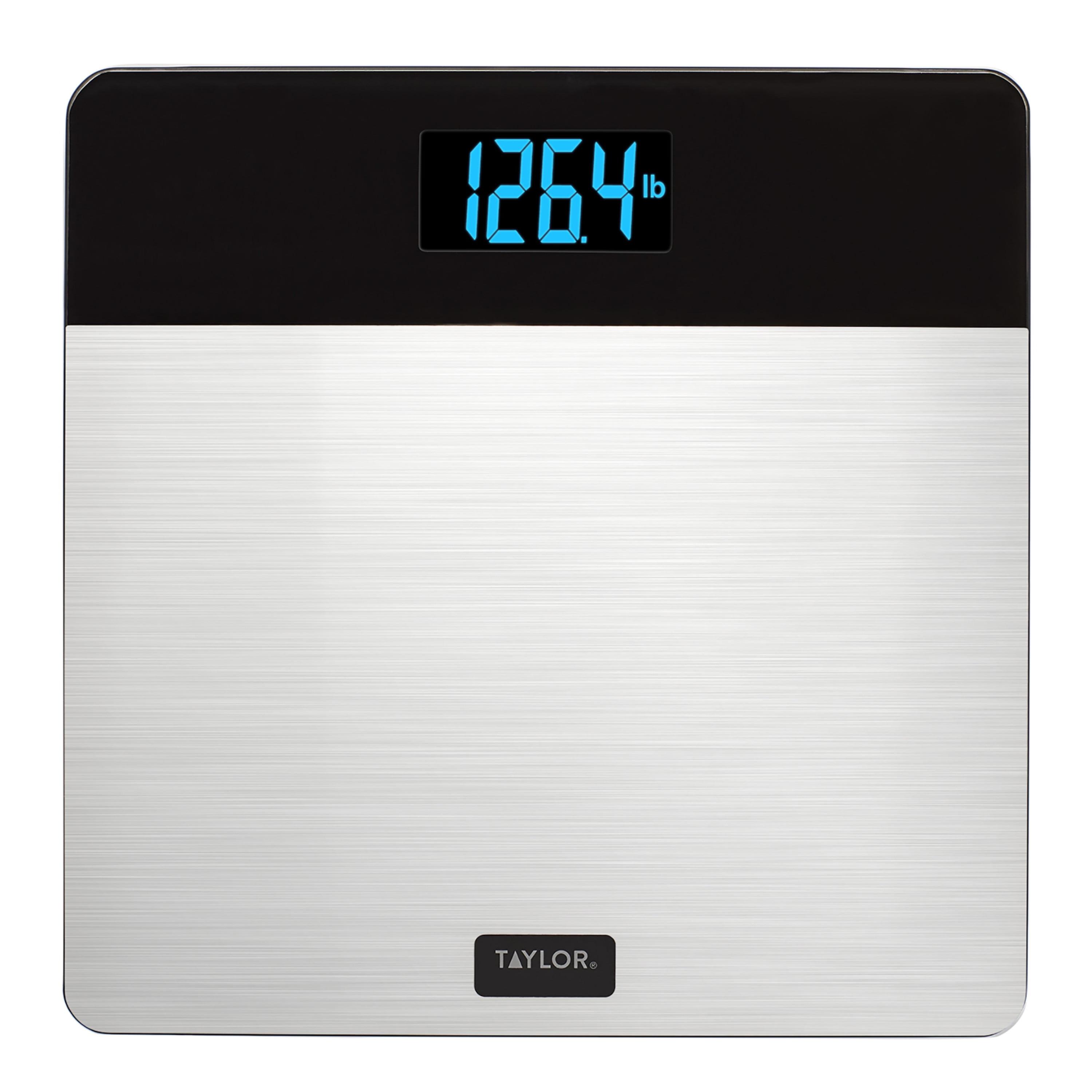 Taylor 12.2" x 12.2" LCD Body Weight Scale Battery Powered, FSA HSA Eligible, 400 lb Capacity, Stainless Steel