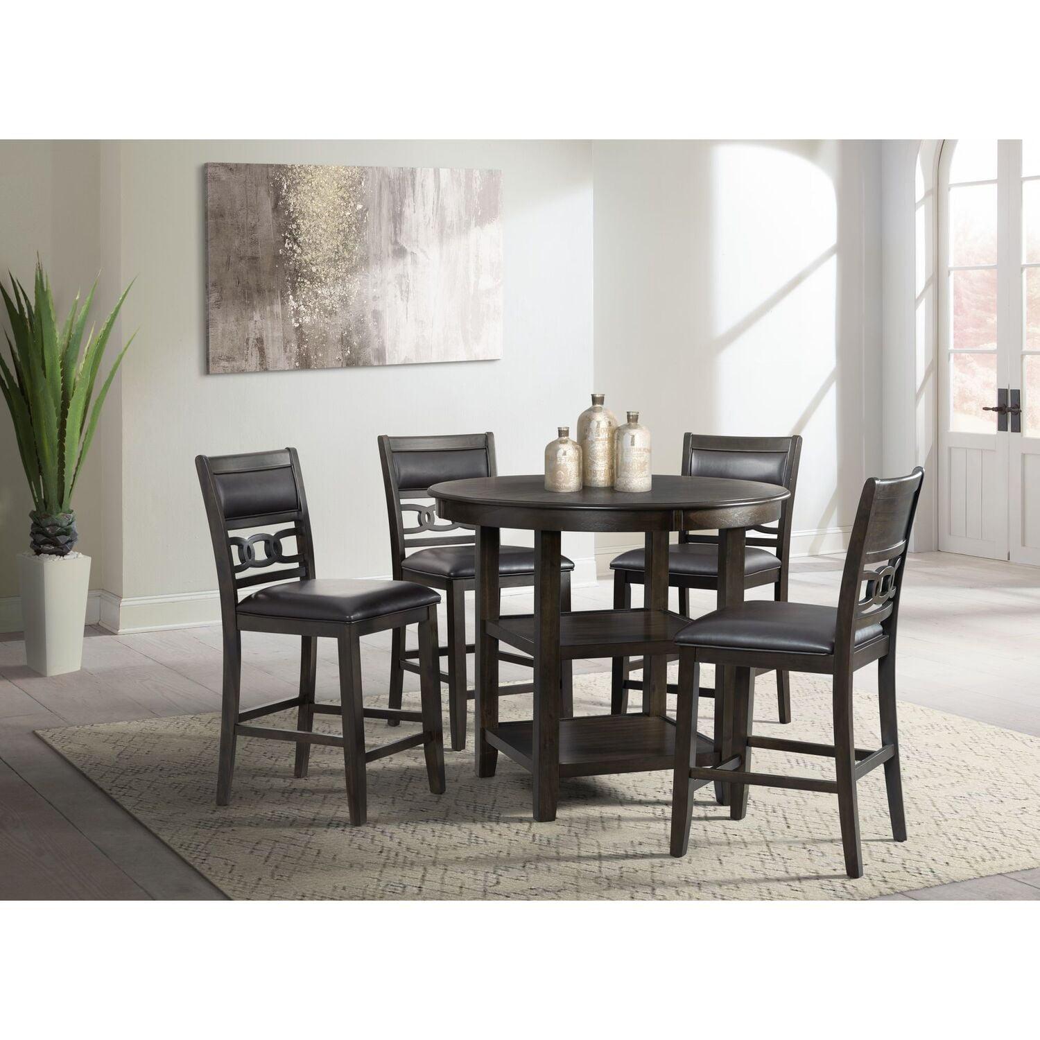 Taylor Dark Walnut Counter Height Dining Set with Faux Leather Chairs