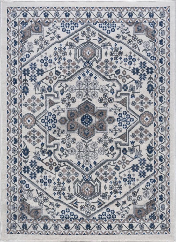 Tayse Hampton Area Rug HMP4017 Traditional Cream Petals Scrolls 5' x 7' Rectangle