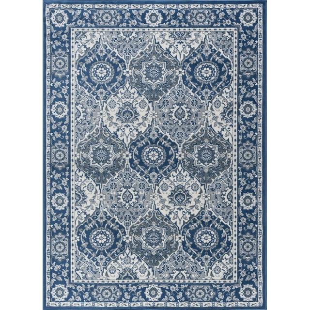 Tayse Madison Area Rug MDN3607 Traditional Navy Rings Repeat 2' 3" x 7' 3" Rectangle