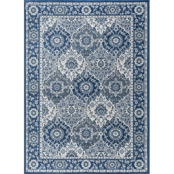 Tayse Madison Area Rug MDN3607 Traditional Navy Rings Repeat 2' x 3' Rectangle