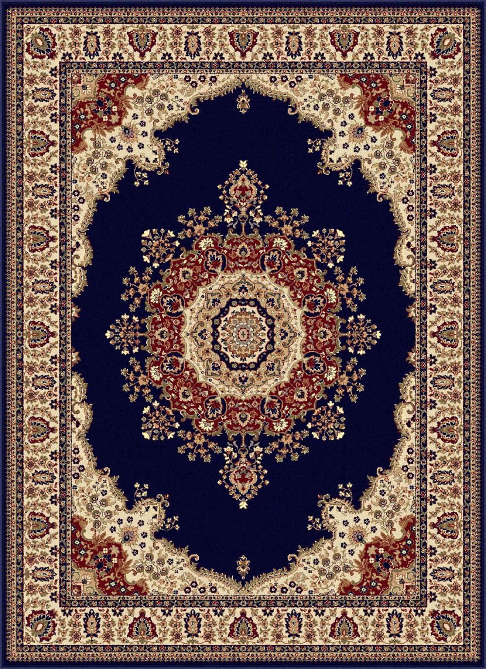 Tayse Sensation Area Rug 4707 NAVY Traditional Navy Blue Medallion Circle 8' 9" x 12' 3" Rectangle