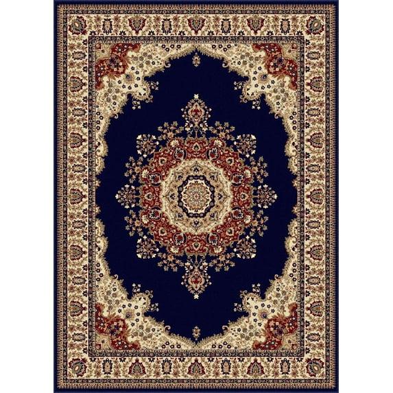Tayse Sensation Area Rug 4707 NAVY Traditional Navy Blue Medallion Circle 8' 9" x 12' 3" Rectangle