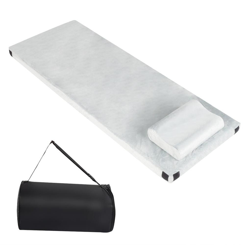 Tcbosik 3 Inch Memory Foam Camping Mattress Sleeping Pad, Portable Floor Mat Roll Up with Travel Bag for Guests Kids Adult Sleepover Car Truck Tent, Gray