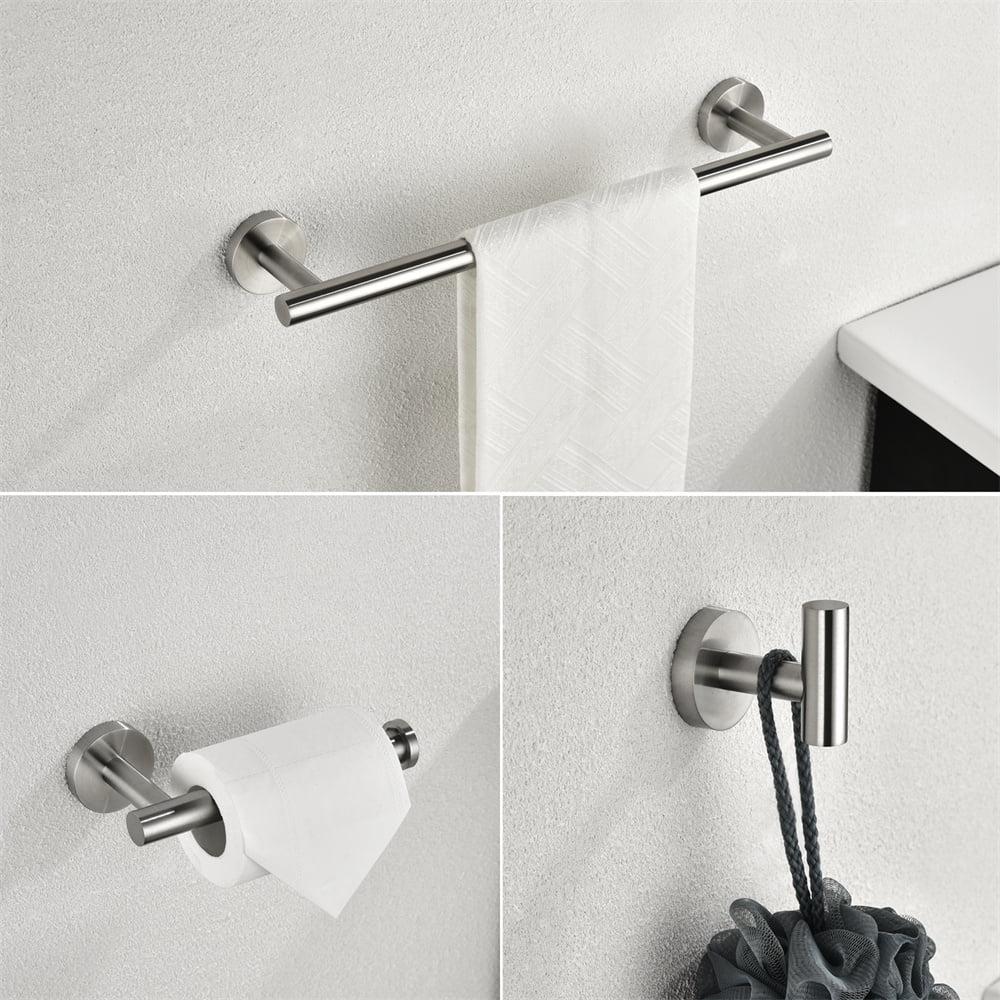 Brushed Nickel 3-Piece Stainless Steel Bathroom Hardware Set