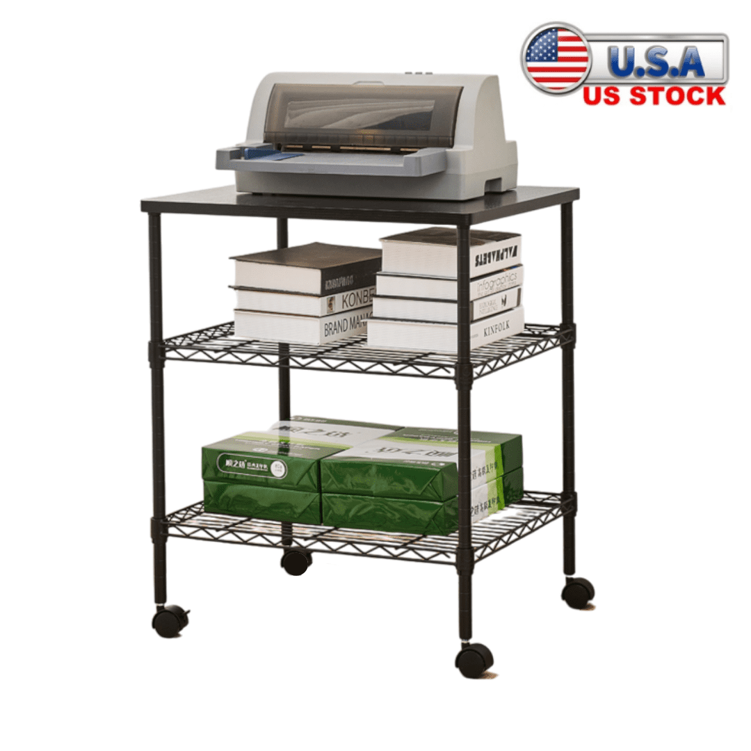 Ktaxon 3 Tier Printer Cart, Holds up to 200 lbs, Perfect as a Metal Utility Shelves, Rolling Car