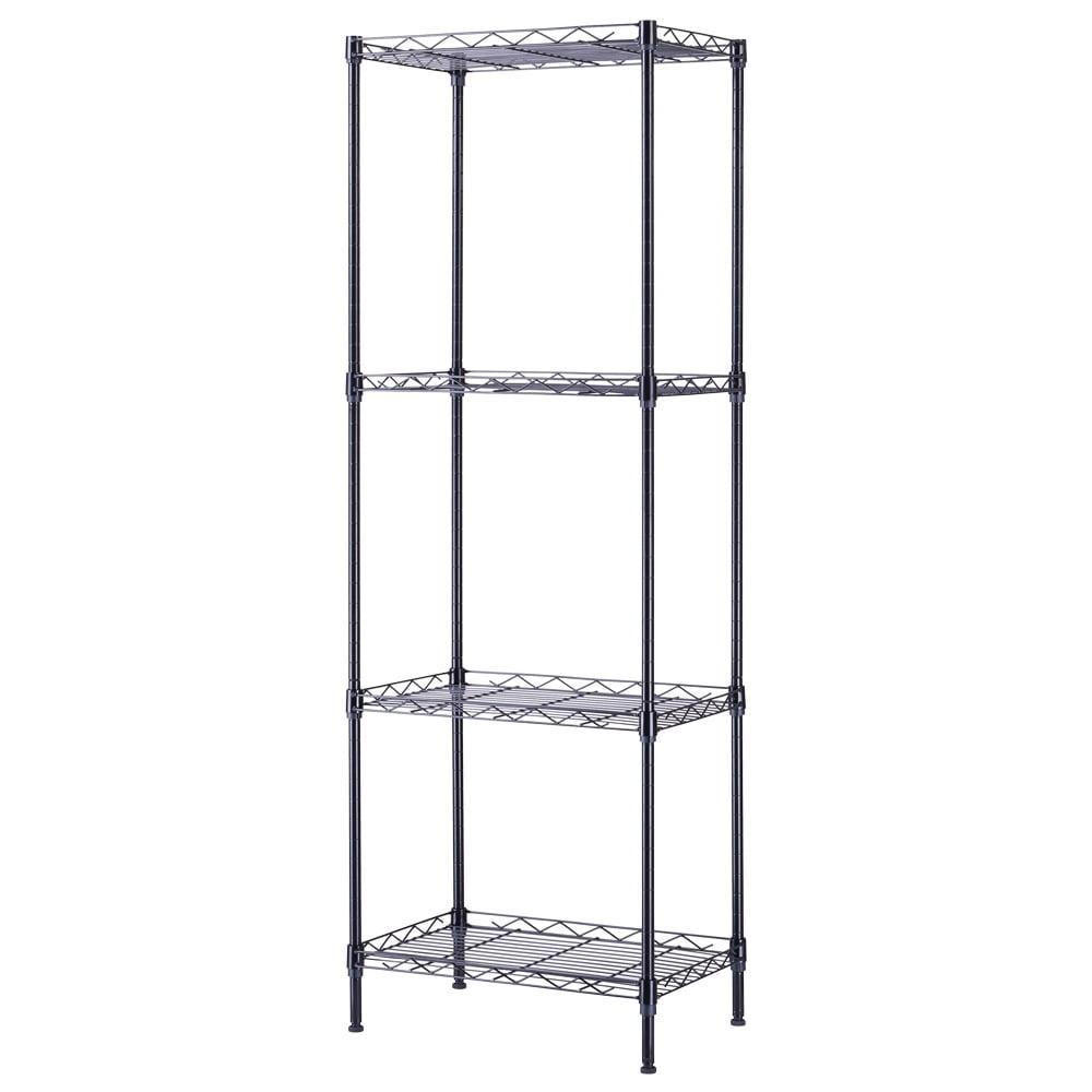 Adjustable Black 4-Tier Metal Wire Shelving Unit