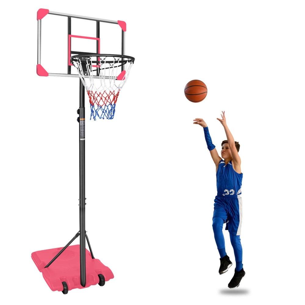 Pink Adjustable Portable Basketball Hoop with Polycarbonate Backboard