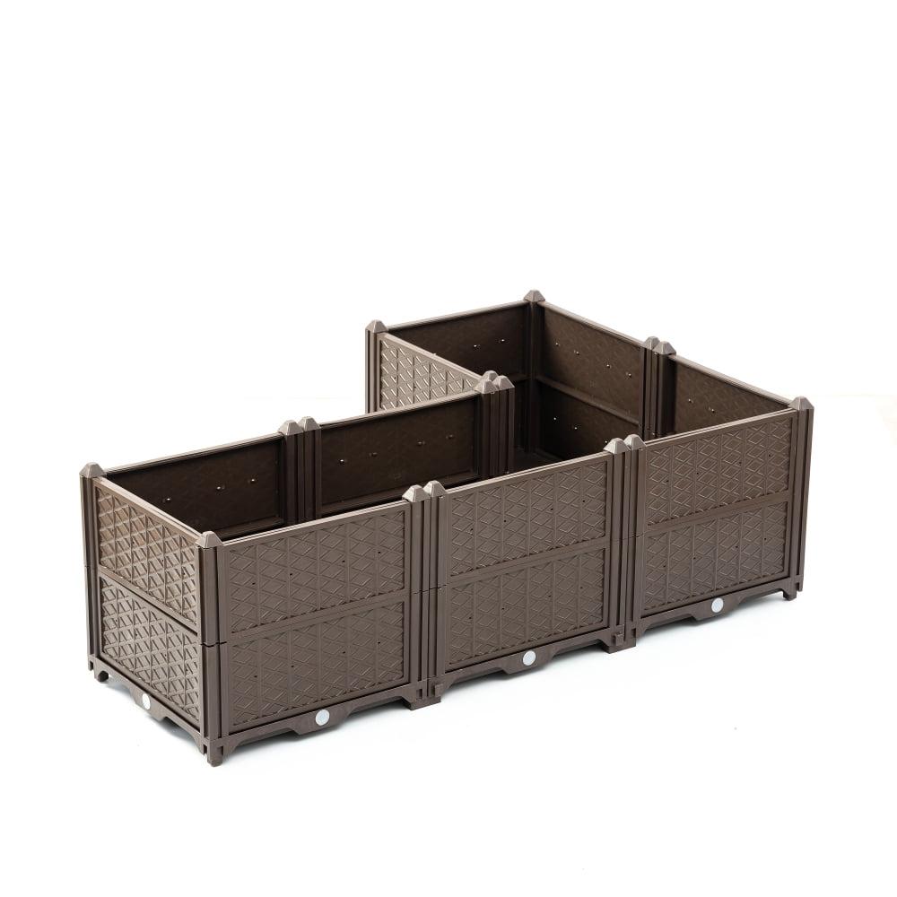 Brown Rectangular Plastic Raised Garden Bed for Indoor Outdoor Use