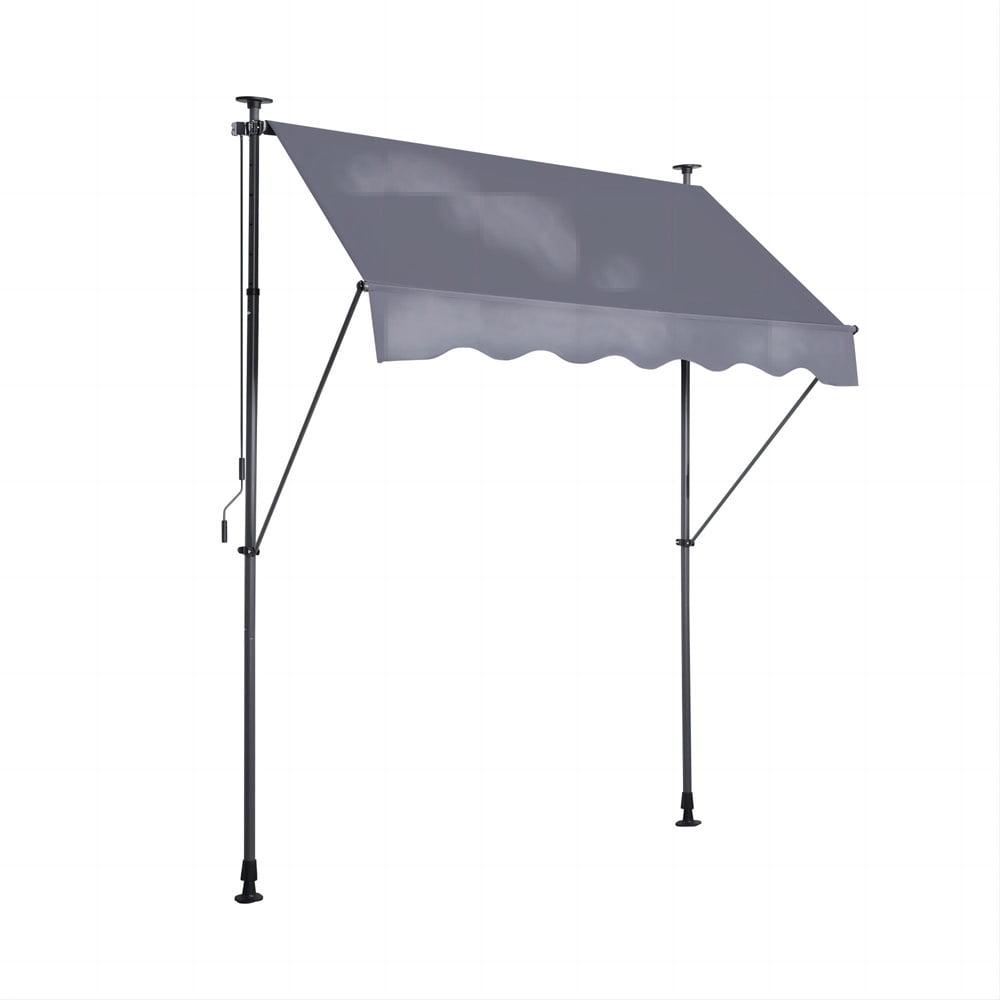 Gray 78'' x 47'' Polyester Retractable Patio Awning with UV Protection