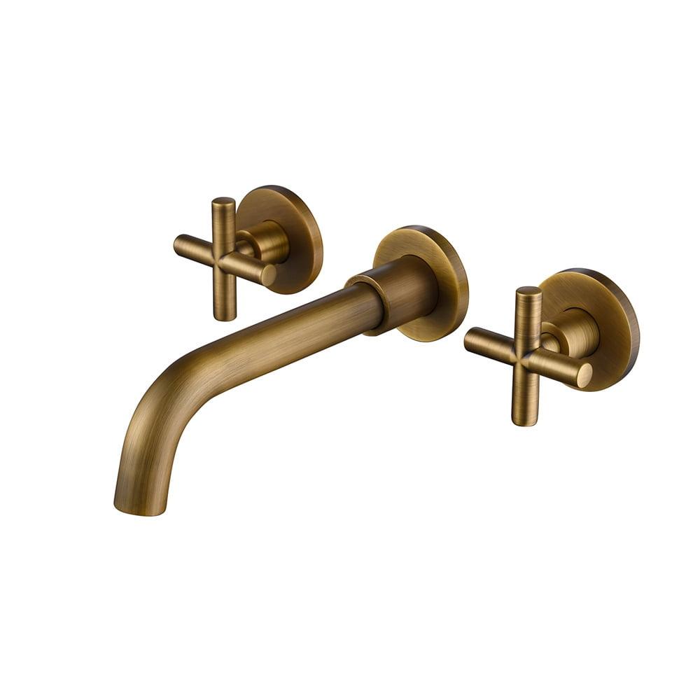 Archaize Brushed Bronze Double Handle Wall Mount Faucet