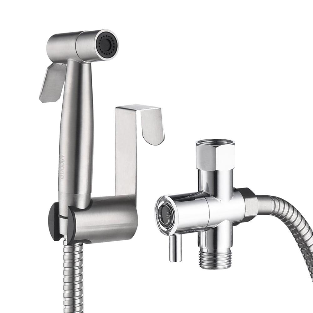 Silver Stainless Steel Handheld Bidet Sprayer with Dual Pressure Modes