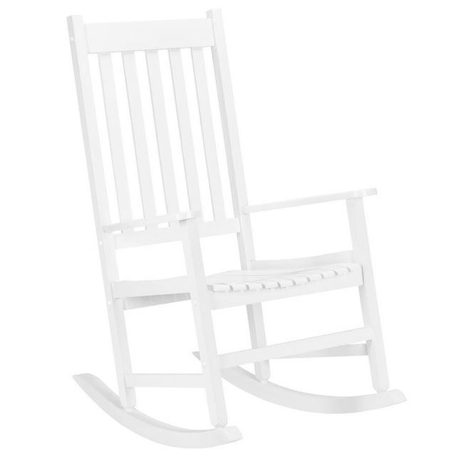 OverPatio Outdoor Porch Rocker/Rocking Chair Wood, Patio Wood Rocker, Woode n Furniture Seat for Living Room, Sitting Room, White
