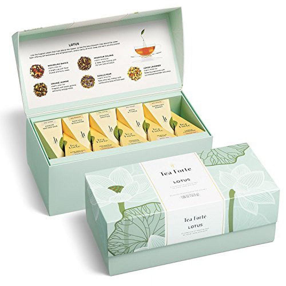 Tea Forte Lotus 10 Handcrafted Pyramid Tea Infusers Box Presentation