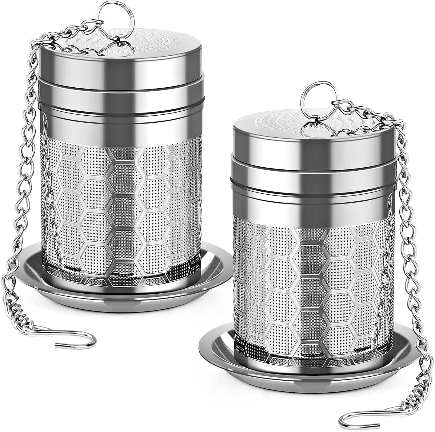 Tea Infuser for Loose Tea Stainless Steel Tea Strainer Extra Fine Mesh Tea Steeper Tea Diffuser with Tea Basket and Lid 2 Pack