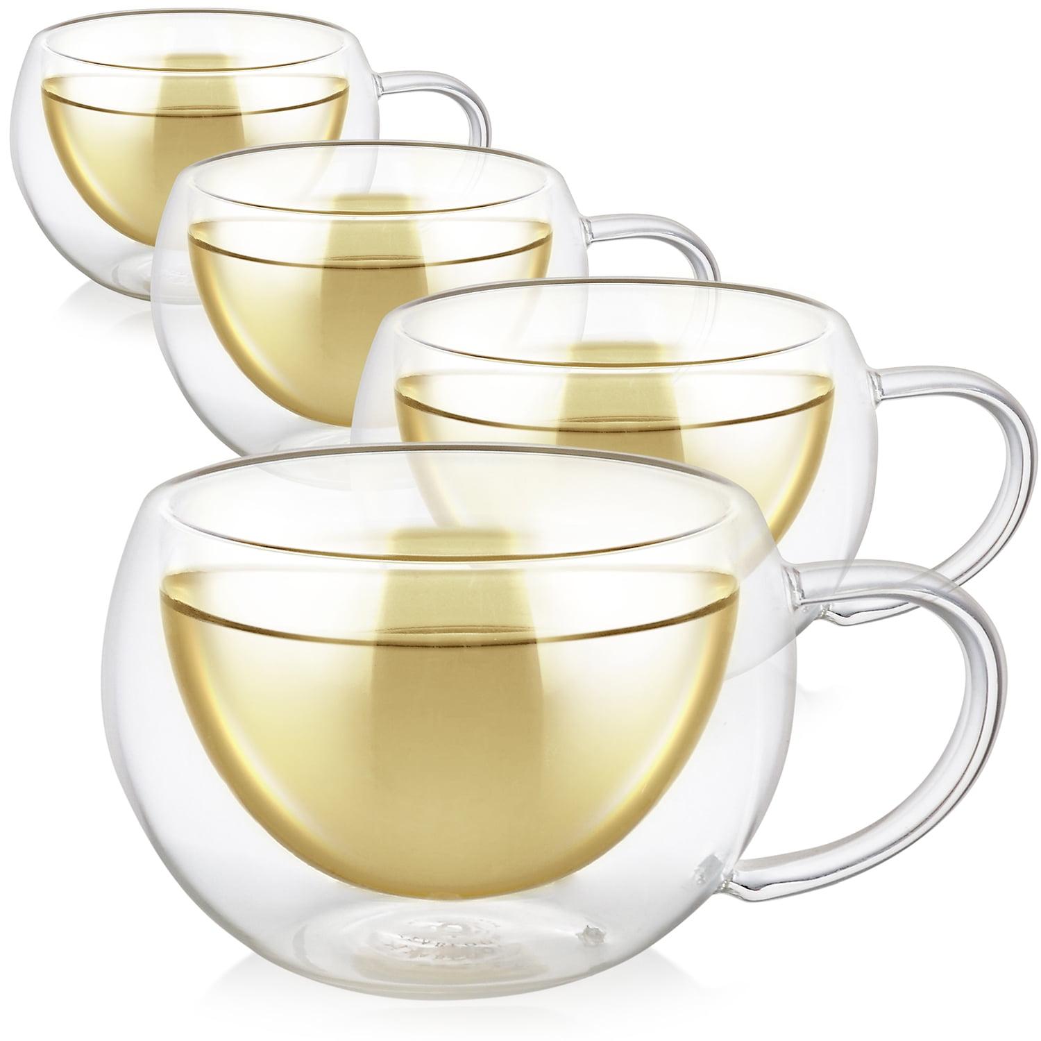 Teabloom MODERN CLASSIC® Double Walled Cups – Insulated Glass Cups - 6oz / 200ml (Set of 4)