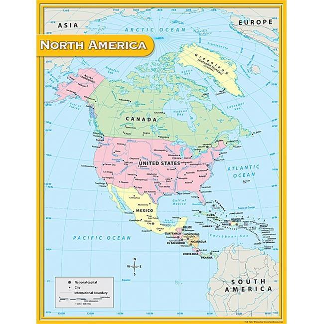 Teacher Created Resources North America Map Chart, Multi Color (7655)