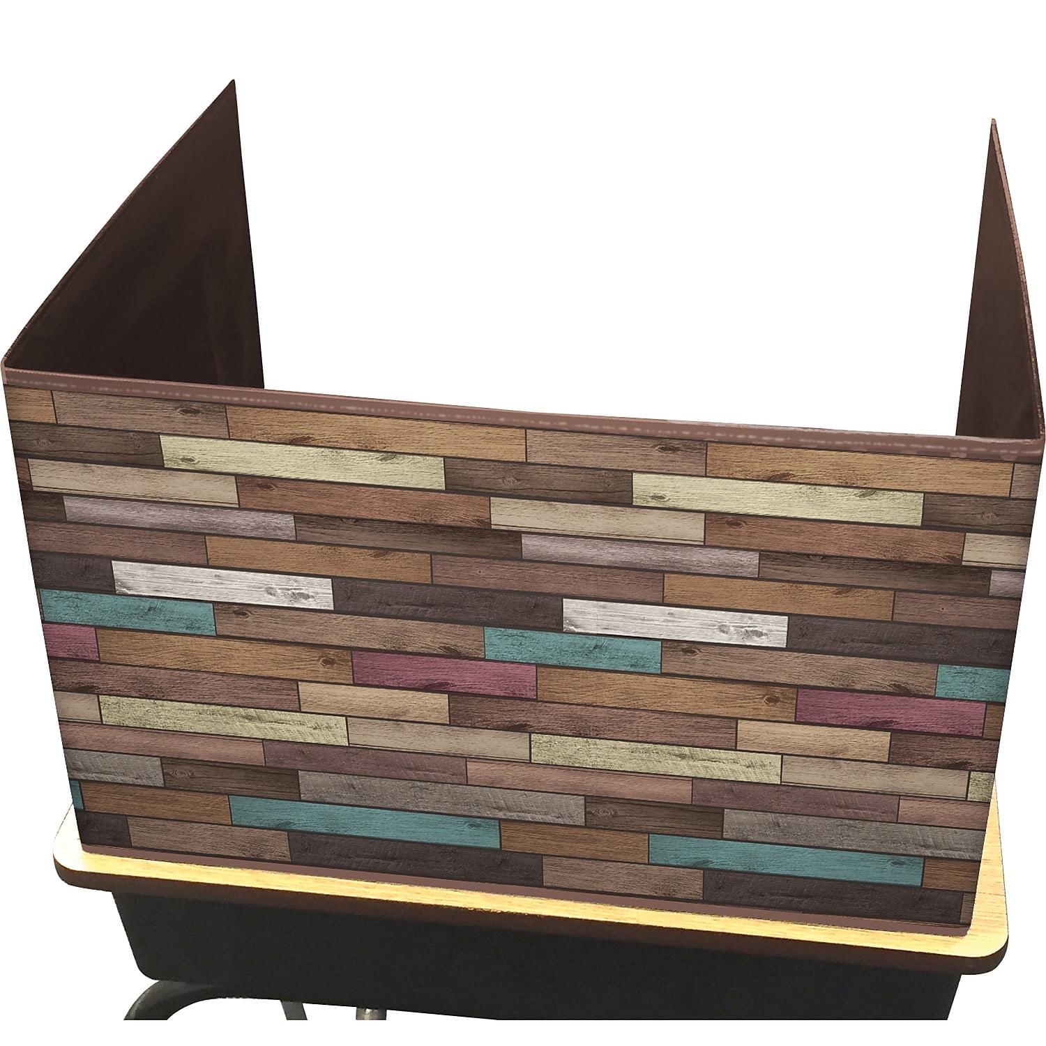 Teacher Created Resources Reclaimed Wood Foldable Plastic Freestanding Privacy Shield 16"H x 22"W