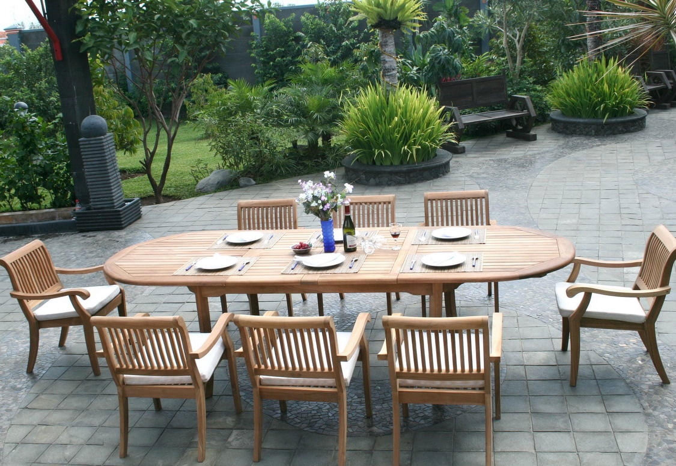 117'' Natural Teak Oval 9-Piece Outdoor Dining Set