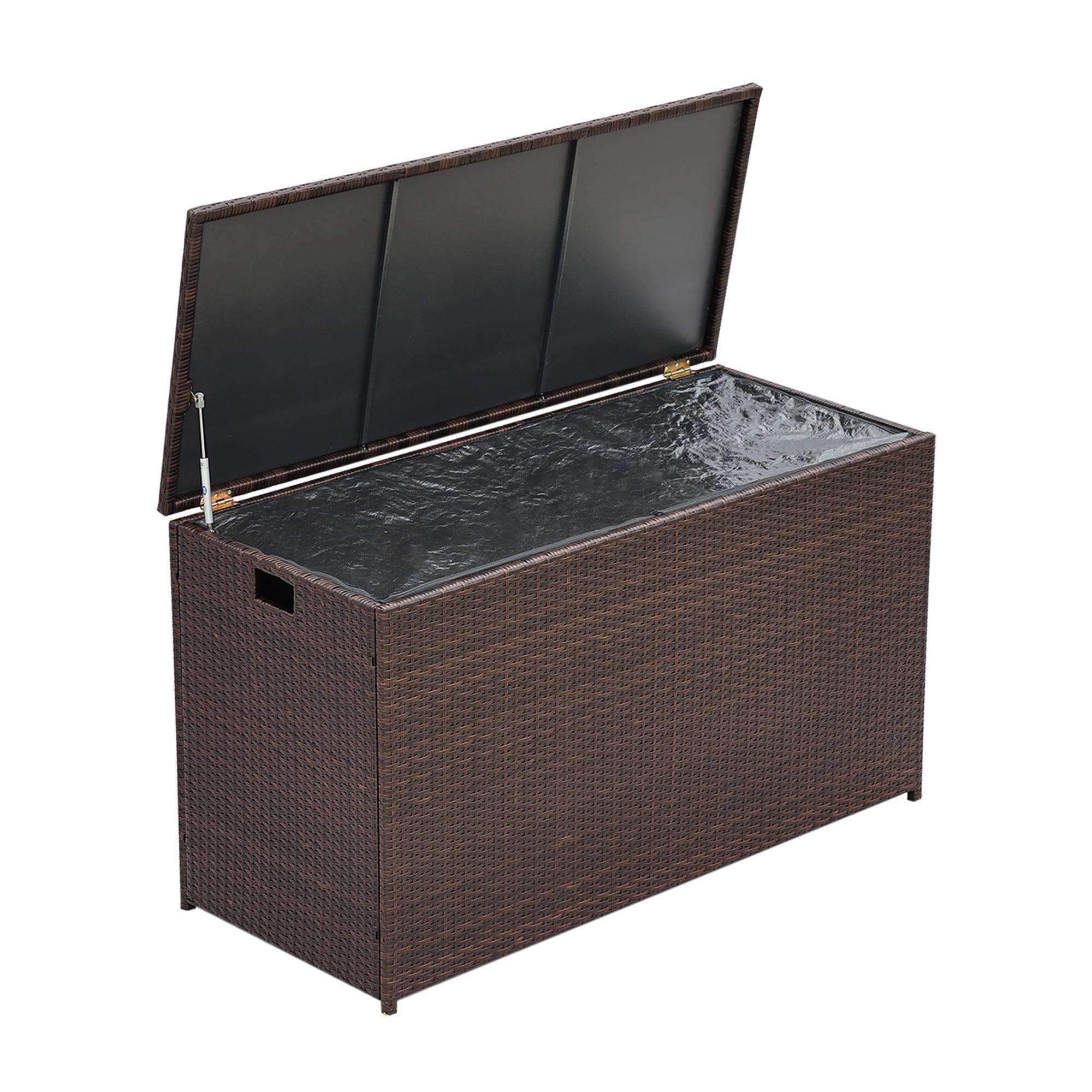 Brown Wicker and Plastic 55" Outdoor Deck Storage Box