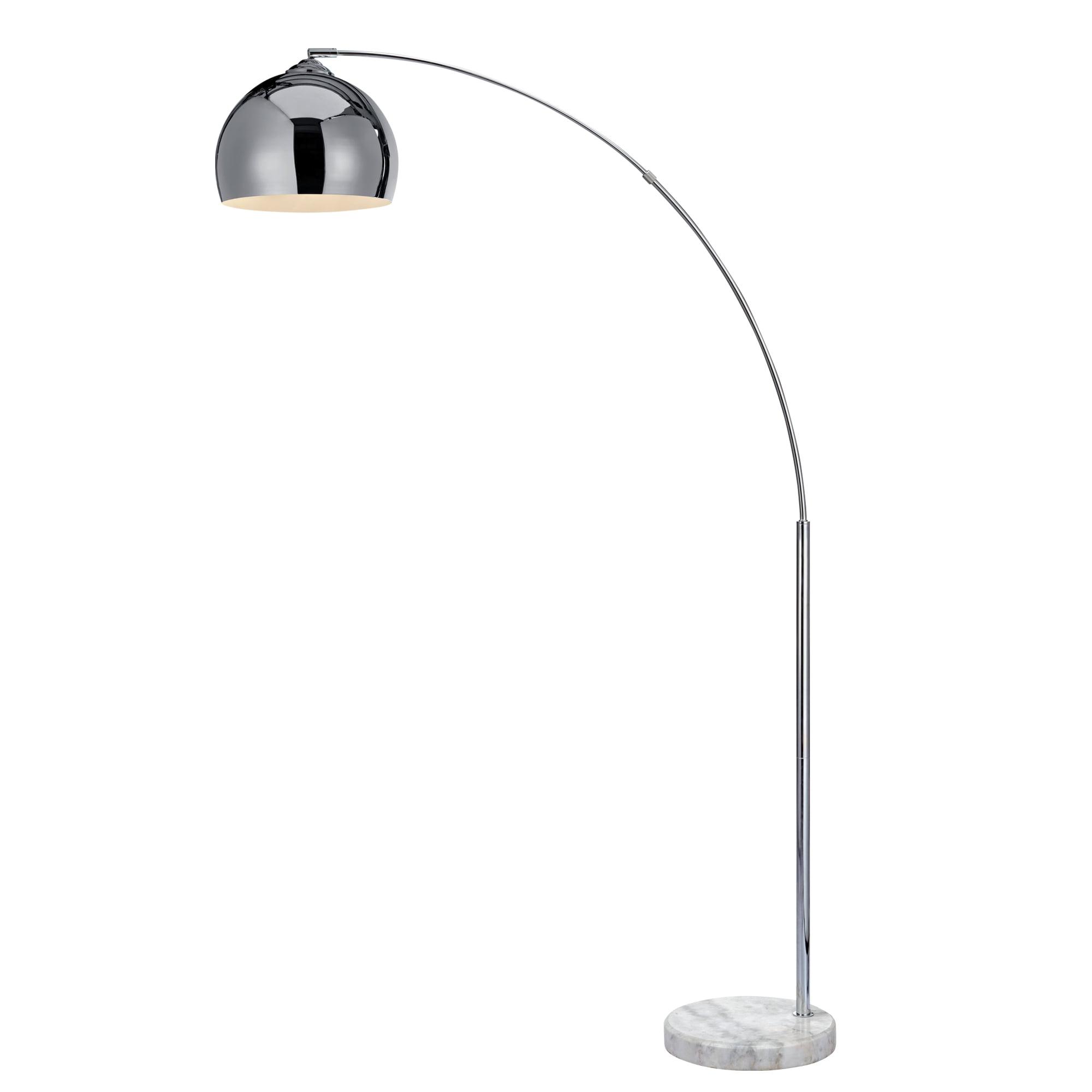 Chrome Arc Outdoor Floor Lamp with Faux Marble Base