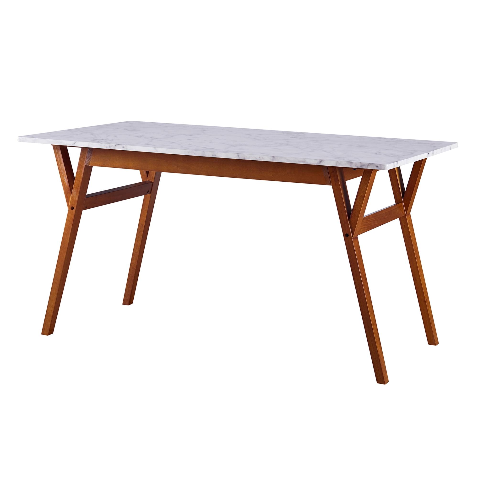 Ashton Rectangular Dining Table: Non-Extension, Trapezoid Base, Modern Style - Teamson Home