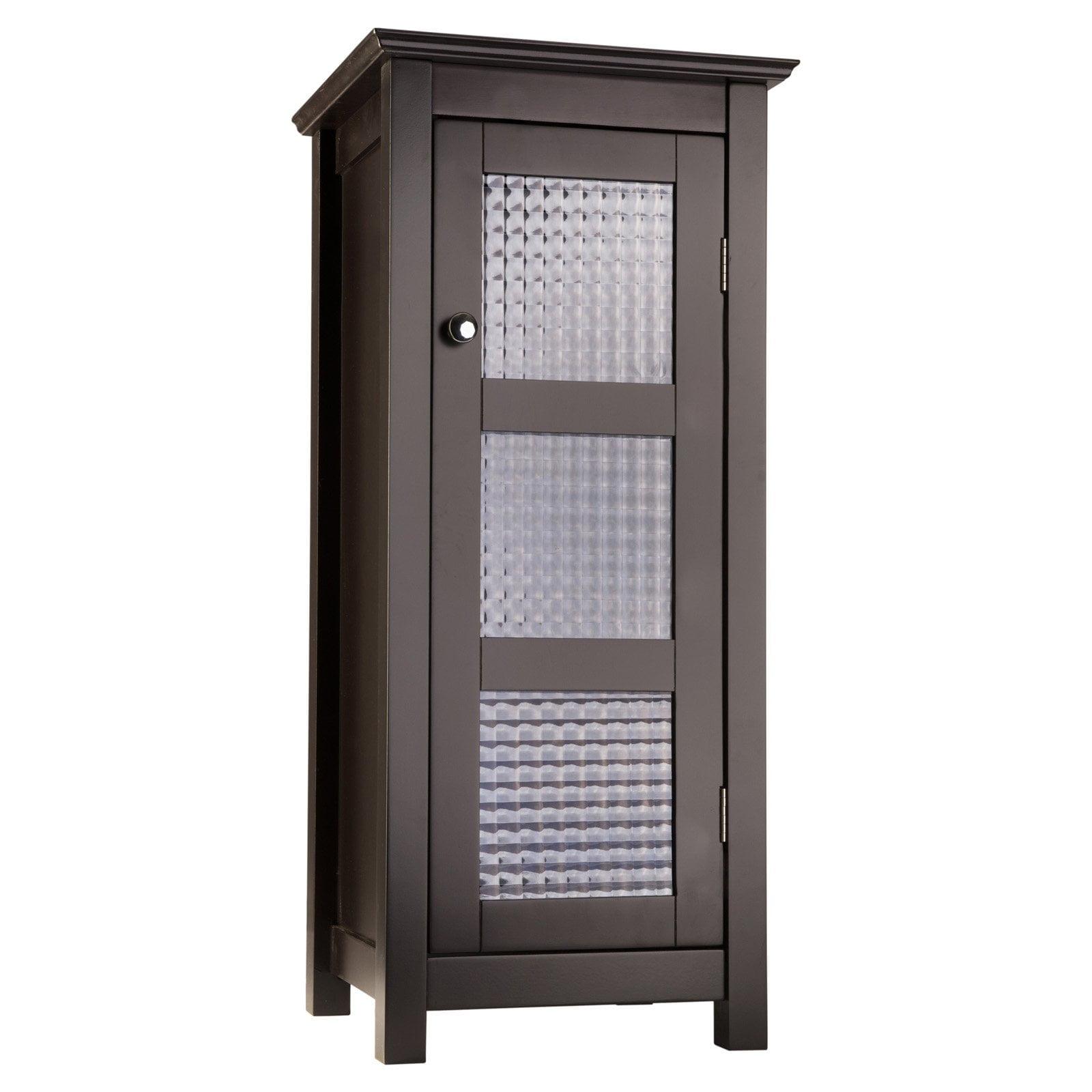 Espresso Lockable Floor Cabinet with Adjustable Shelving