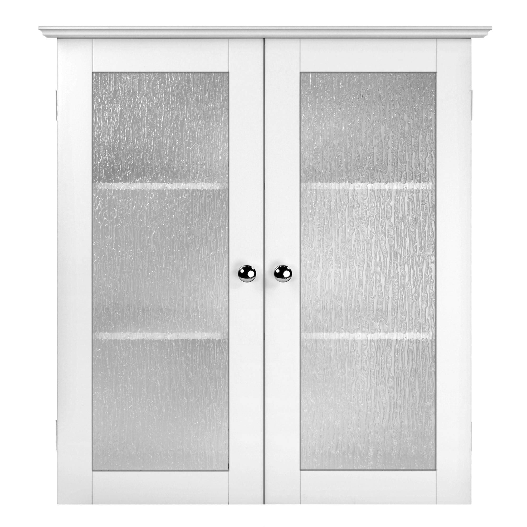 Connor Crisp White 2-Door Wall Cabinet with Textured Glass