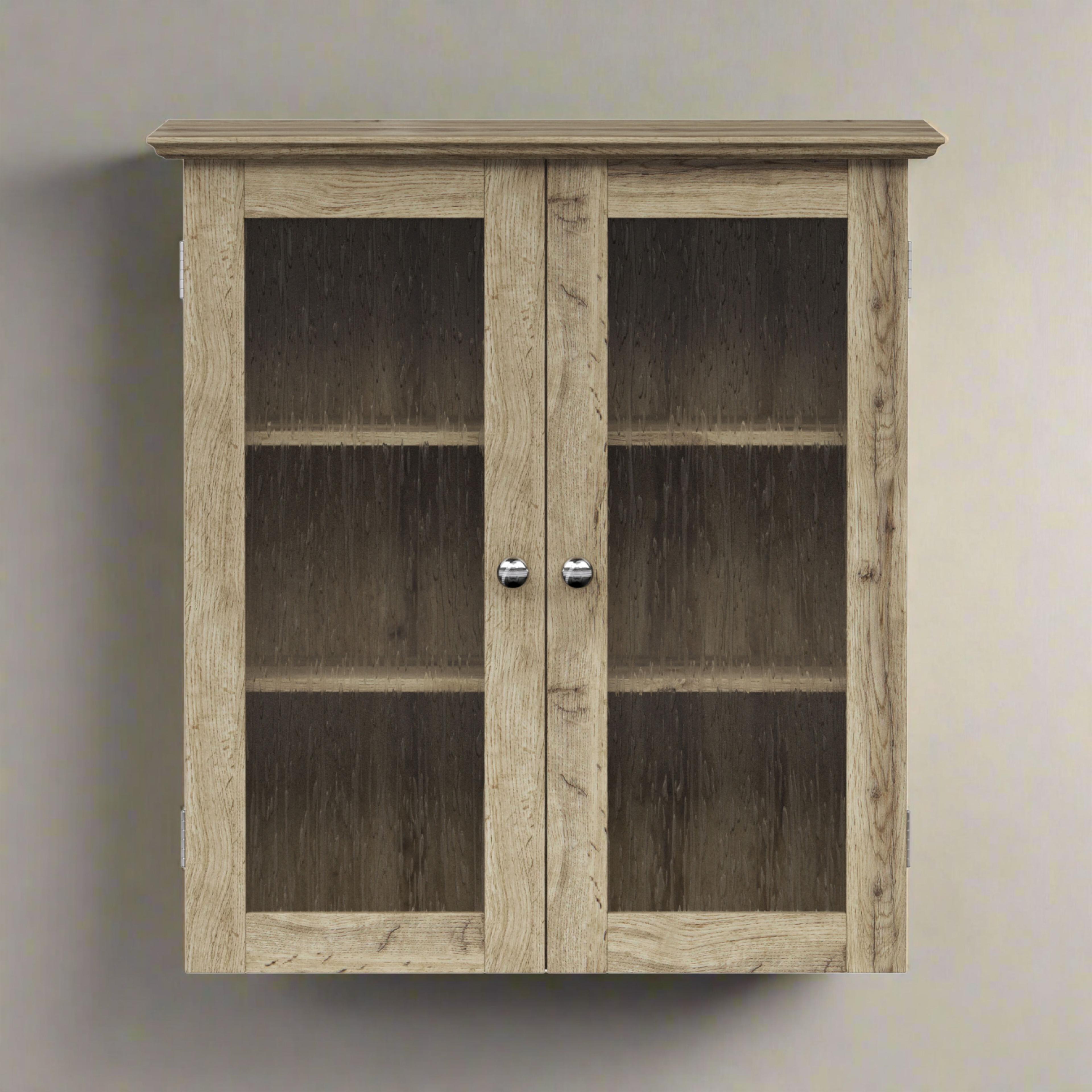 Teamson Home Connor Removable Two-Door Wall Cabinet with Adjustable Shelves, Light Oak