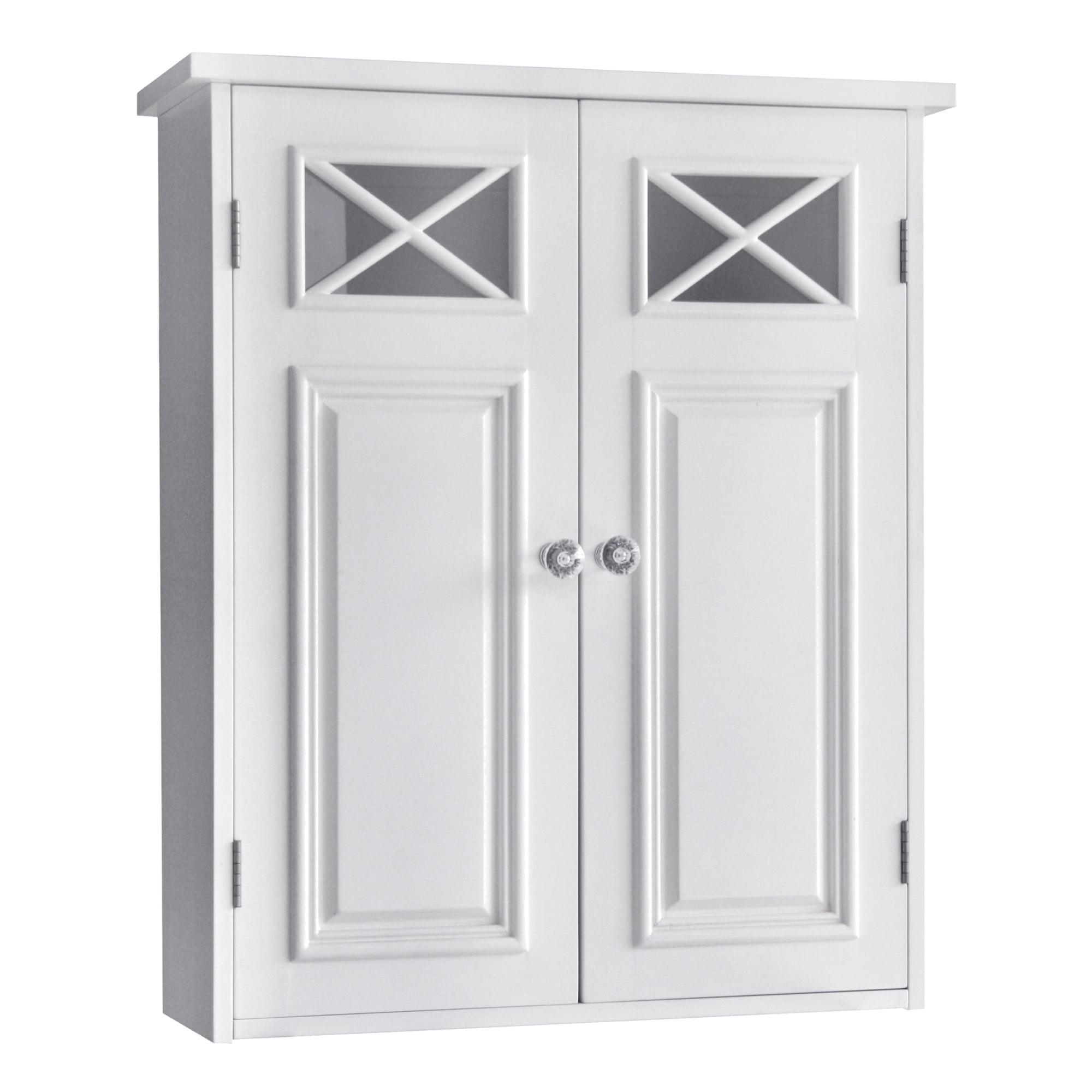 Dawson Two Doors Wall Cabinet White - Elegant Home Fashions: Traditional Style, Semi-Gloss Finish, Bathroom Storage