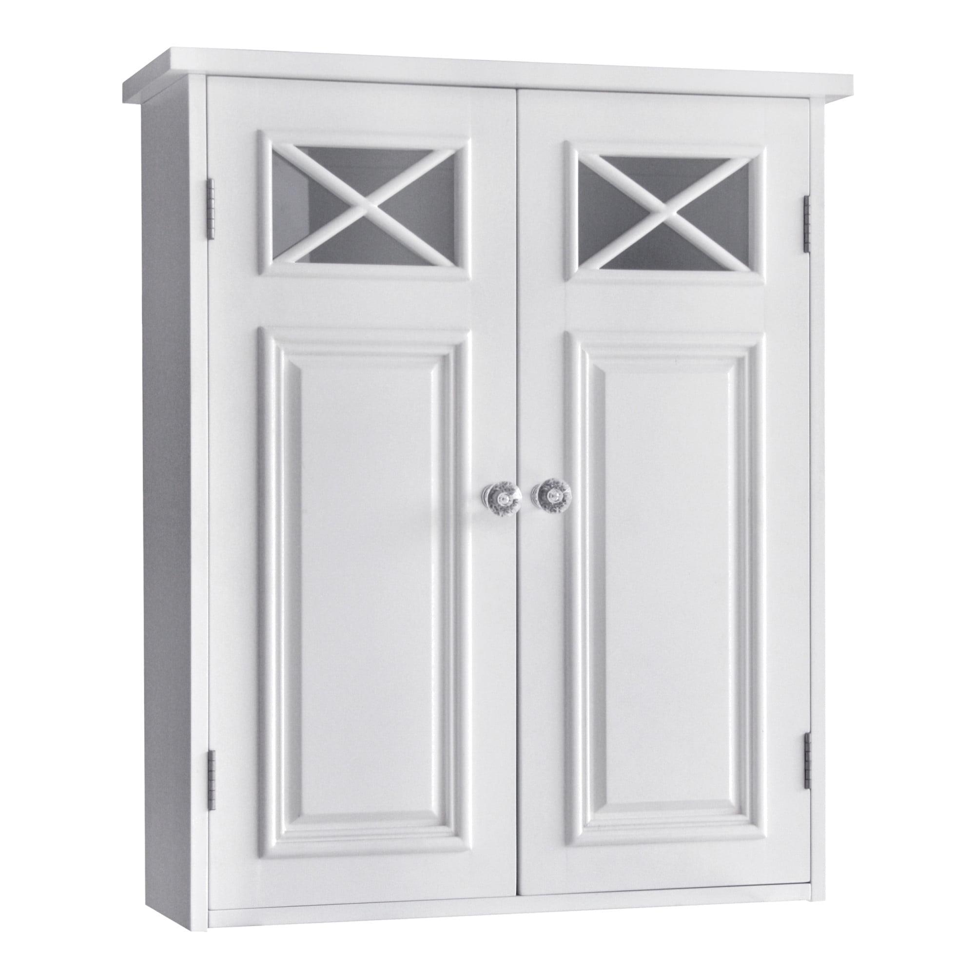 Dawson Two Doors Wall Cabinet White - Elegant Home Fashions: Traditional Style, Semi-Gloss Finish, Bathroom Storage